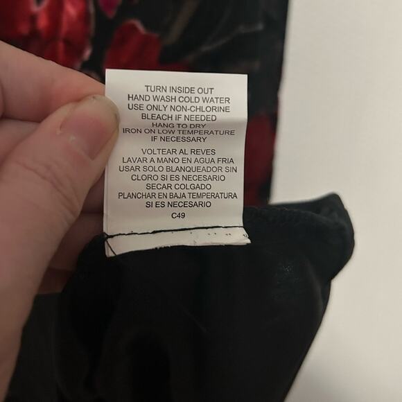 Lily Rose Junior Black Red Velvet  Floral Tie Back High Neck Mini Dress  Large - Picture 7 of 10